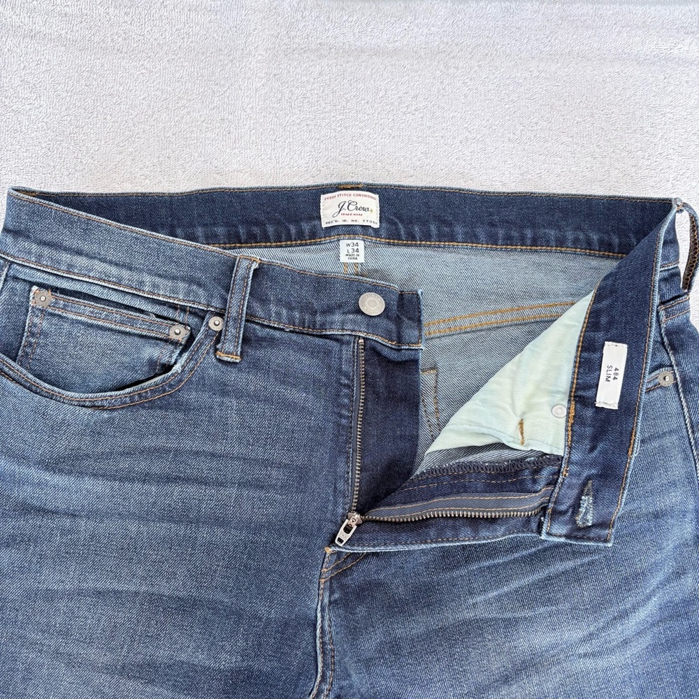 J. Crew 484 Slim Men's Straight Indigo Kurabo Japanese Cotton Jeans Sz 34x33 - Picture 4 of 14
